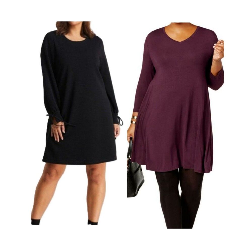 NWT 2 Piece Lot - Plus 1X - Cozy Swing Mini Dresses Estelle & Style Co Bundle